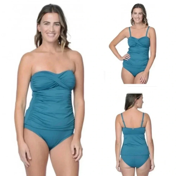 Jantzen Vamp Bandeau Tankini Top and Bikini Bottom Size 12 - Picture 1 of 7